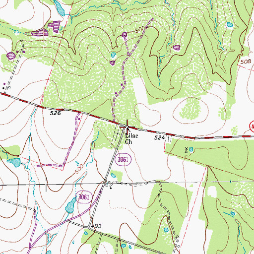 Topographic Map of Lilac Church, TX