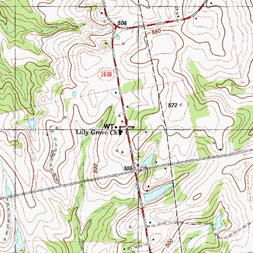 Topographic Map of Lily Grove Church, TX
