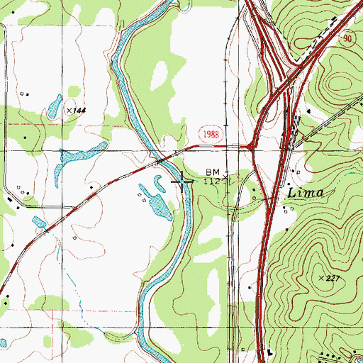 Topographic Map of Lima Branch, TX