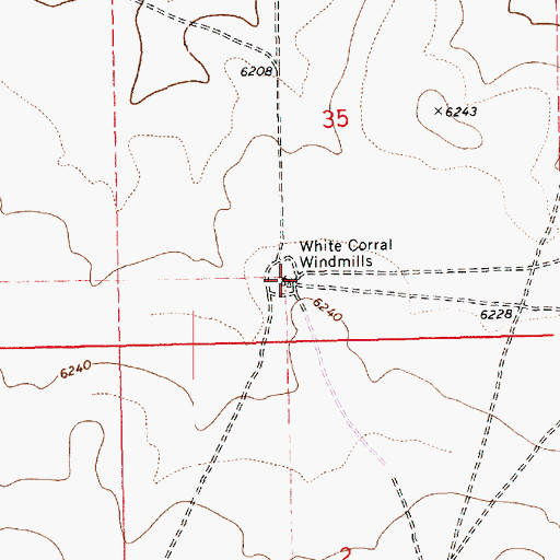 Topographic Map of White Corral Windmills, AZ