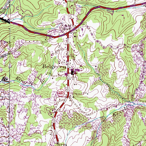 Topographic Map of Belgreen High School, AL