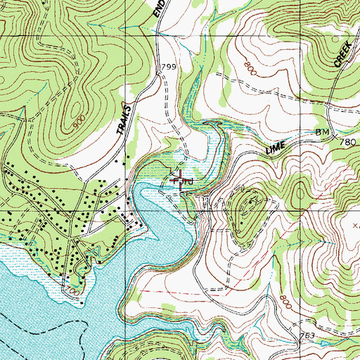 Topographic Map of Lime Creek, TX