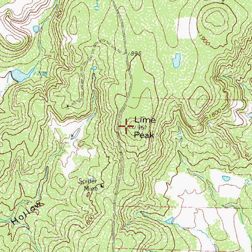 Topographic Map of Lime Peak, TX
