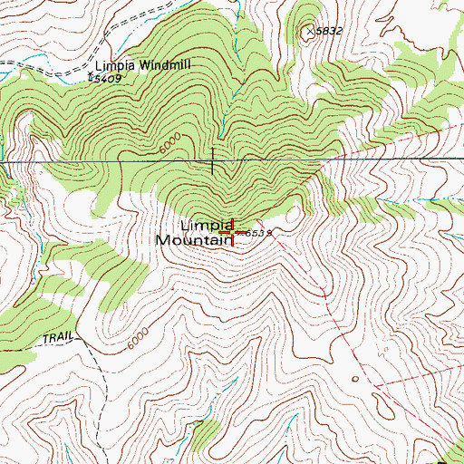 Topographic Map of Limpia Mountain, TX