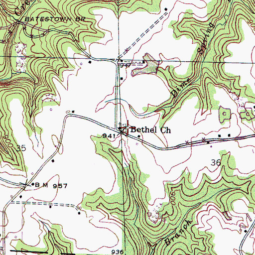 Topographic Map of Bethel Cemetery, AL