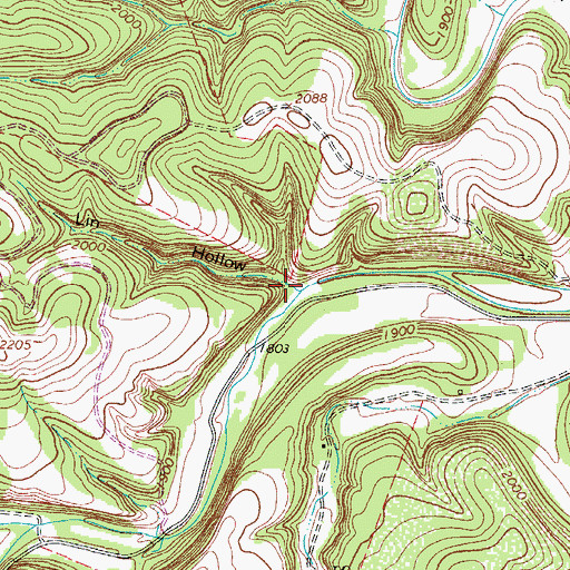 Topographic Map of Lin Hollow, TX