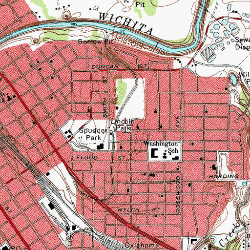 Topographic Map of Lincoln Park, TX