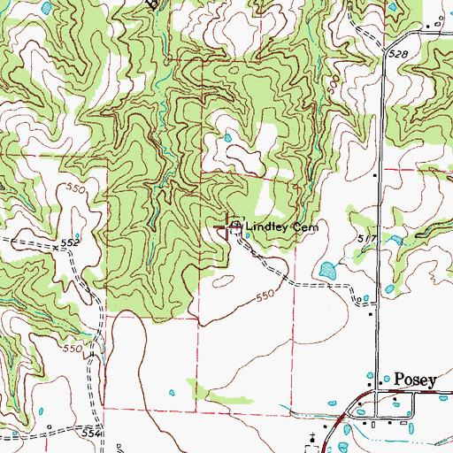 Topographic Map of Lindley Cemetery, TX