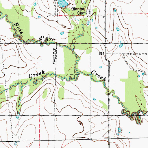 Topographic Map of Lindsey Creek, TX