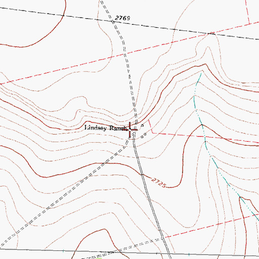 Topographic Map of Lindsey Ranch, TX