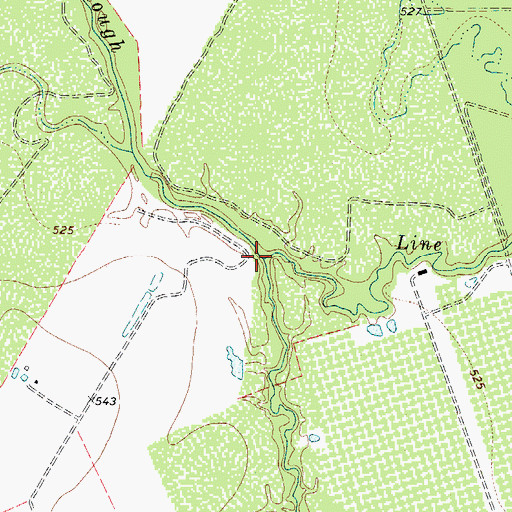 Topographic Map of Line Oak Slough, TX