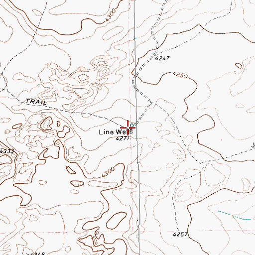 Topographic Map of Line Well, TX