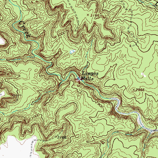 Topographic Map of Lingos Falls, TX