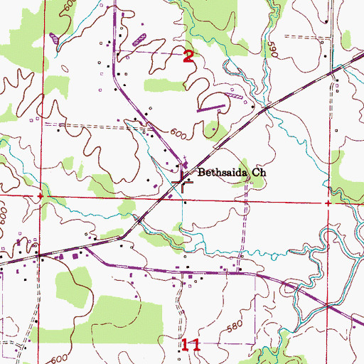 Topographic Map of Bethsaida, AL