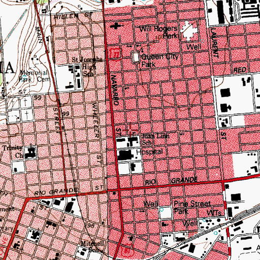 Topographic Map of Linn School, TX