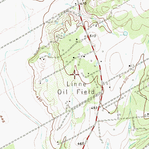 Topographic Map of Linne Oil Field, TX