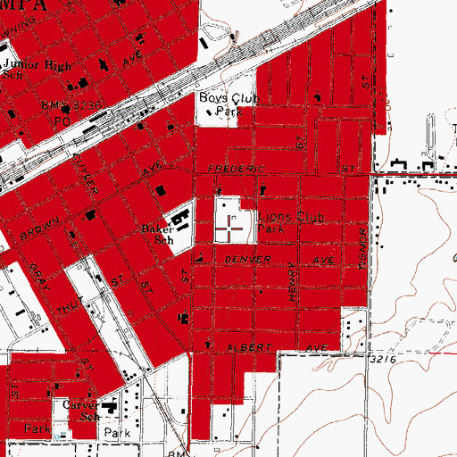 Topographic Map of Lions Club Park, TX