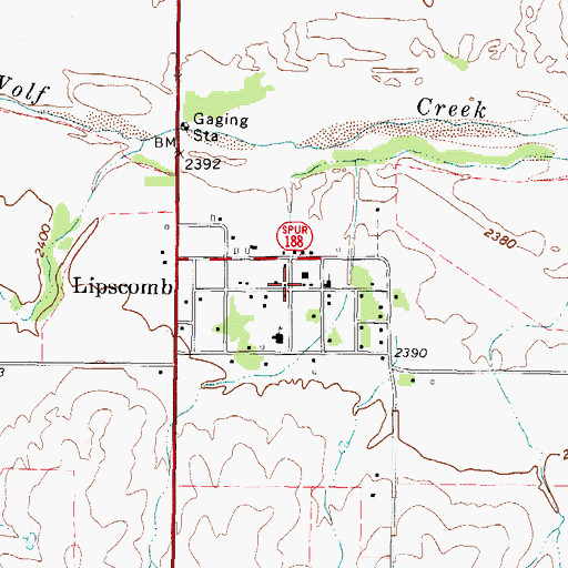 Topographic Map of Lipscomb, TX