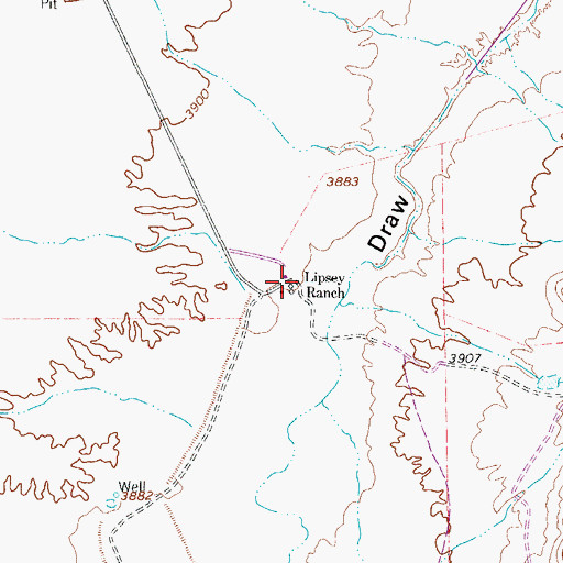 Topographic Map of Lipsey Ranch, TX