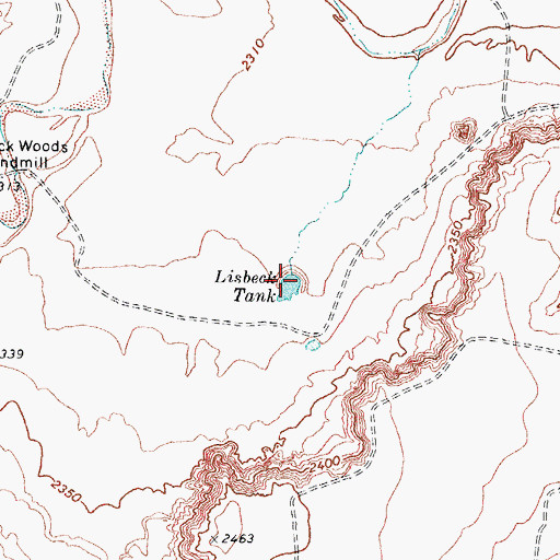Topographic Map of Lisbeck Tank, TX