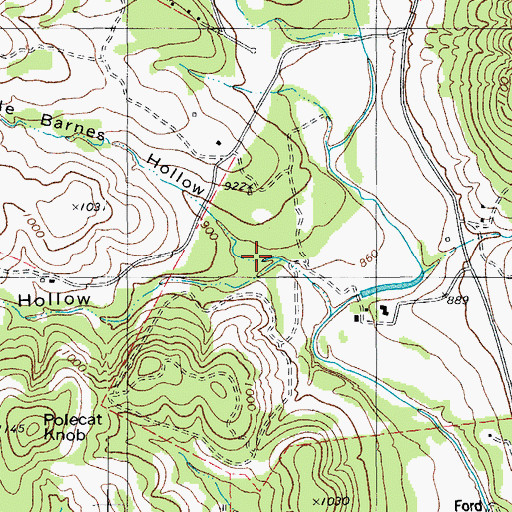 Topographic Map of Little Barnes Hollow, TX
