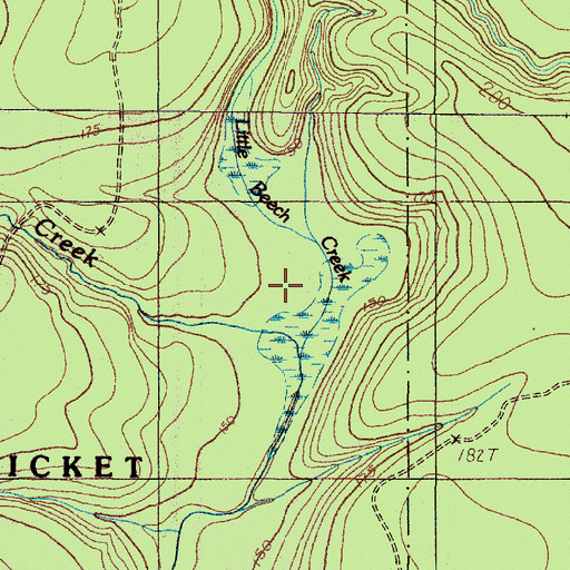 Topographic Map of Little Beech Creek, TX