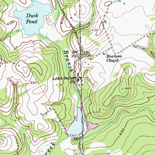 Topographic Map of Little Bethel Church, TX