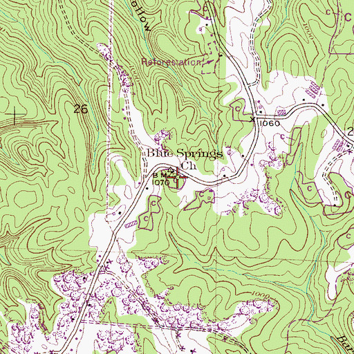 Topographic Map of Blue Springs Cemetery, AL