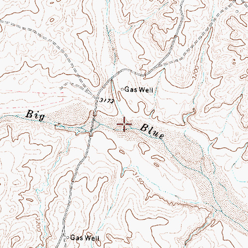 Topographic Map of Little Blue Creek, TX