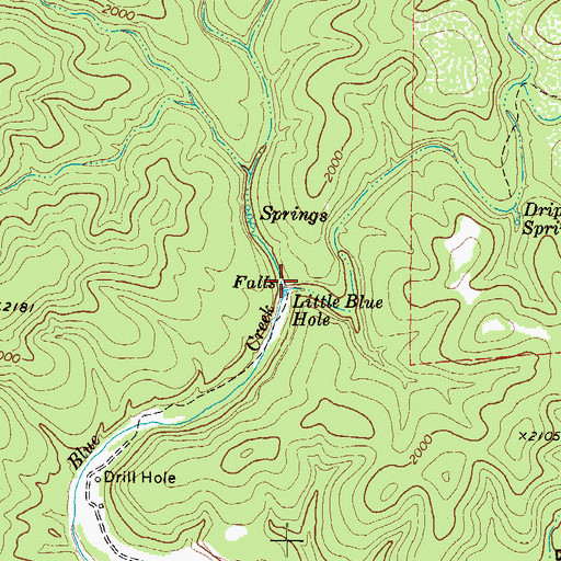 Topographic Map of Little Blue Hole, TX
