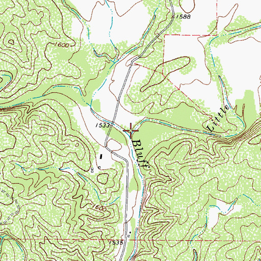 Topographic Map of Little Bluff Creek, TX