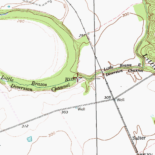 Topographic Map of Little Brazos River Diversion Channel, TX