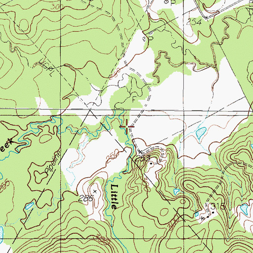 Topographic Map of Little Caney Creek, TX