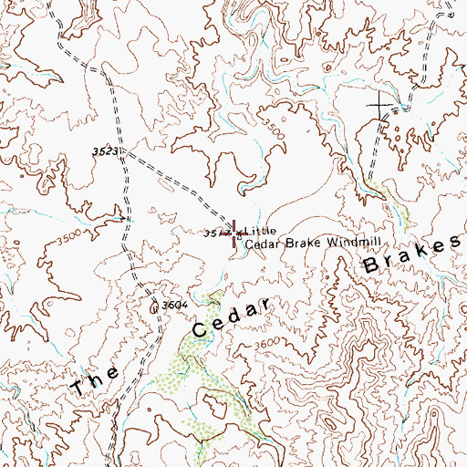 Topographic Map of Little Cedar Brake Windmill, TX