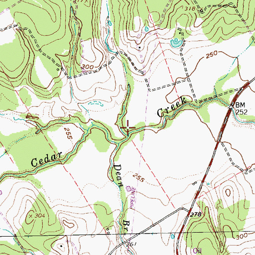 Topographic Map of Little Cedar Creek, TX