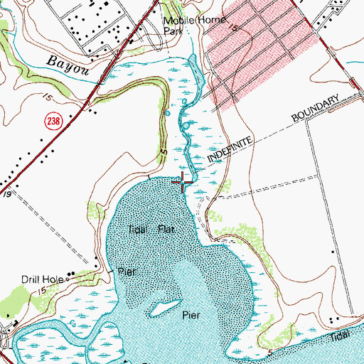 Topographic Map of Little Chocolate Bayou, TX