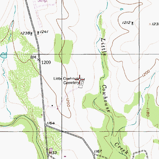 Topographic Map of Little Cowhouse Cemetery, TX