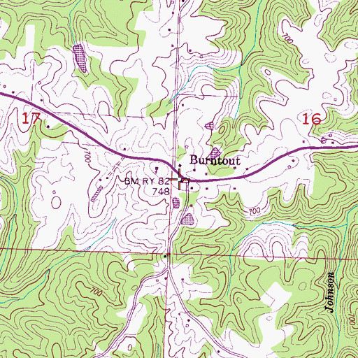 Topographic Map of Burntout Cemetery, AL