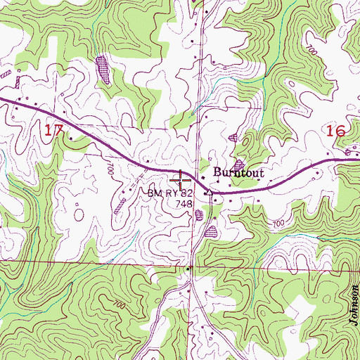 Topographic Map of Burntout Church, AL