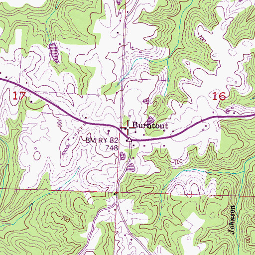 Topographic Map of Burntout Community Center, AL