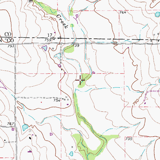 Topographic Map of Little Duck Creek, TX