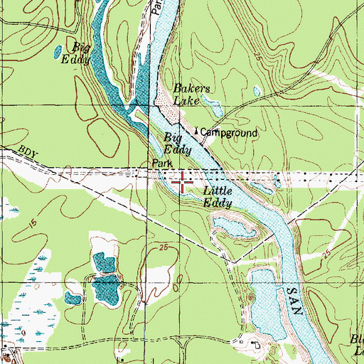 Topographic Map of Little Eddy, TX