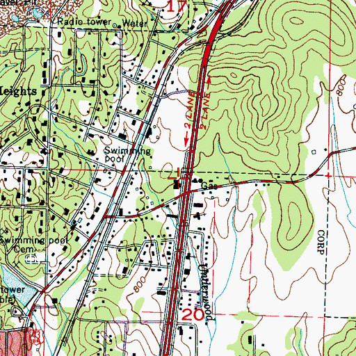 Topographic Map of Calvary Baptist Church, AL