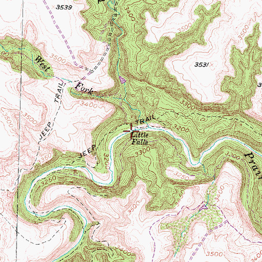 Topographic Map of Little Falls, TX