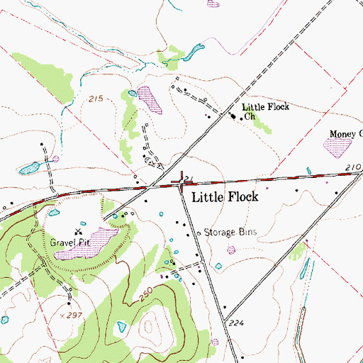 Topographic Map of Little Flock, TX