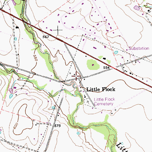 Topographic Map of Little Flock, TX