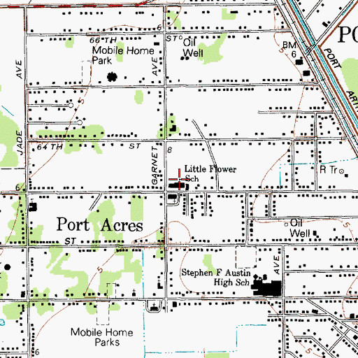 Topographic Map of Little Flower School, TX