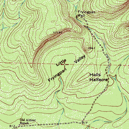 Topographic Map of Little Fryingpan Valley, TX