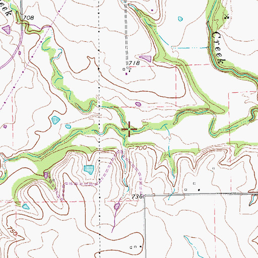 Topographic Map of Little Indian Creek, TX