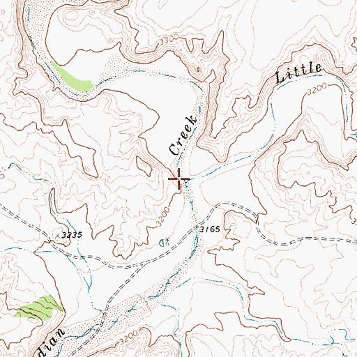 Topographic Map of Little Indian Creek, TX